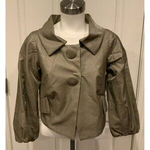 Yoana Baraschi Anthropologie Gray Shimmering Cropped Jacket, Size 4 (US)